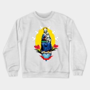 Saint Mary with the baby Jesus on her lap medieval sculpture Crewneck Sweatshirt
